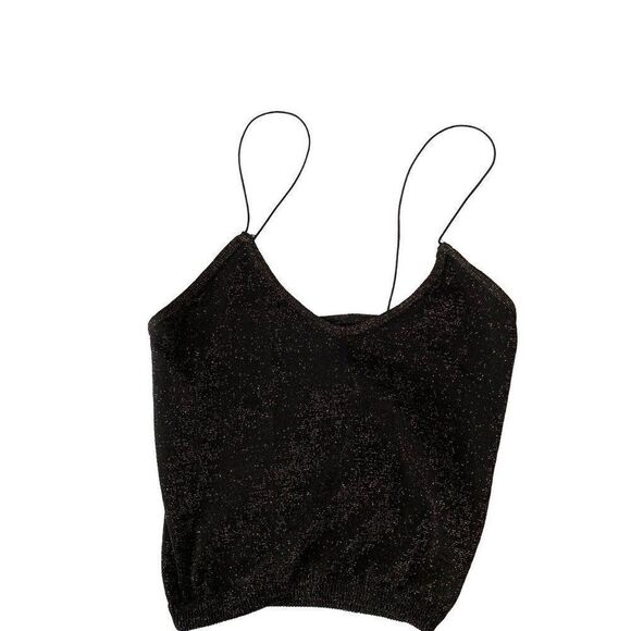 Free People Seamless Brami Black Sparkle Skinny Straps SZ XS/S NWOT - Picture 3 of 10